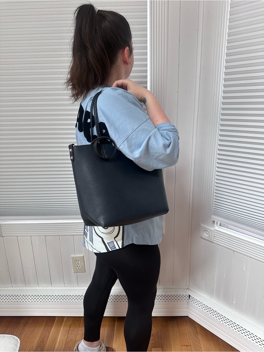 Kris Ana Navy Tote + Wristlet Pouch (Hot Pink Interior)